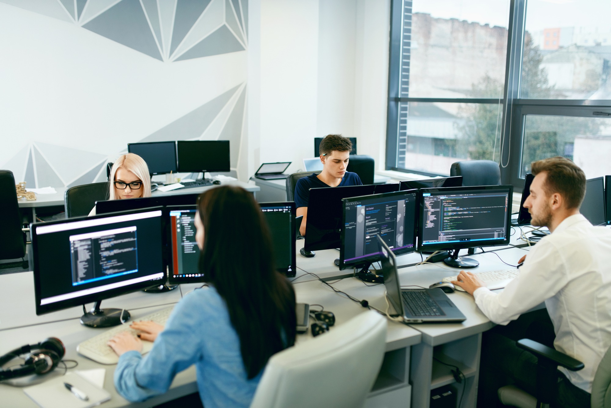 People working in modern office